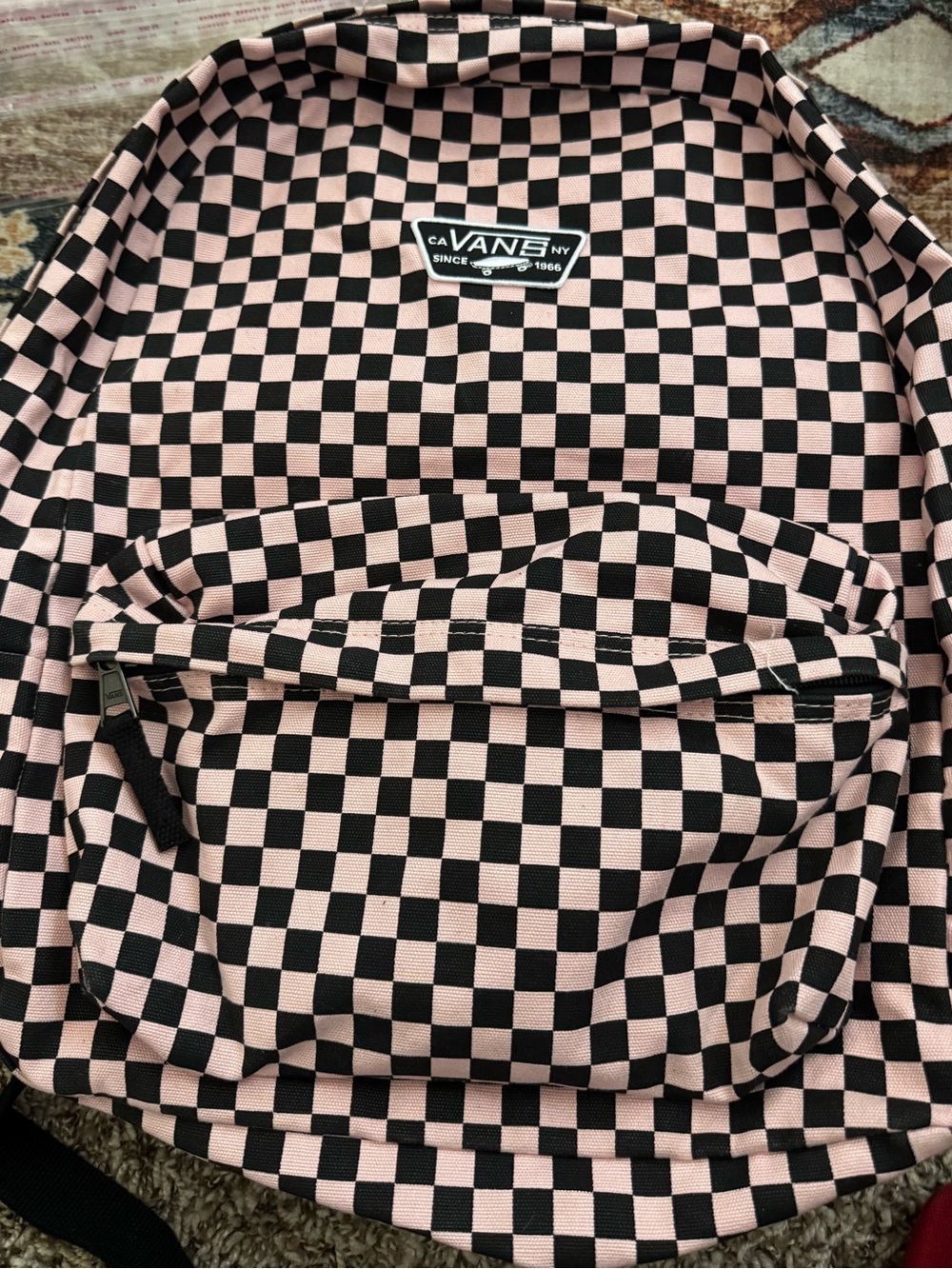 EUC Vans Checkerboard Backpack Black / Lite Pink Classic Realm Bag